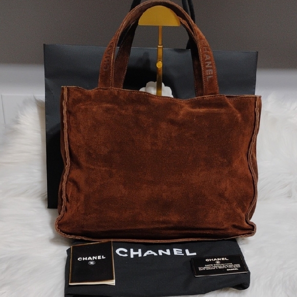 CHANEL Handbags - Authentic CHANEL Vintage Brown Suede Tote Handbag W Dust Bag